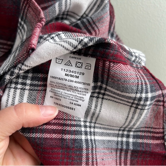 Wrangler Men’s Plaid Flannel Shirt Button Down Red White Western - Size Medium - Picture 6 of 8
